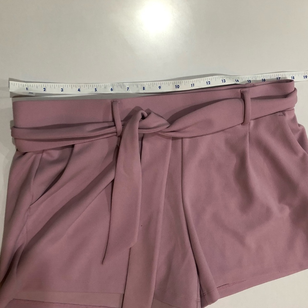 Loft Petite Tie Waist Stretch Pull on Shorts| Light Purple - Picture 4 of 4